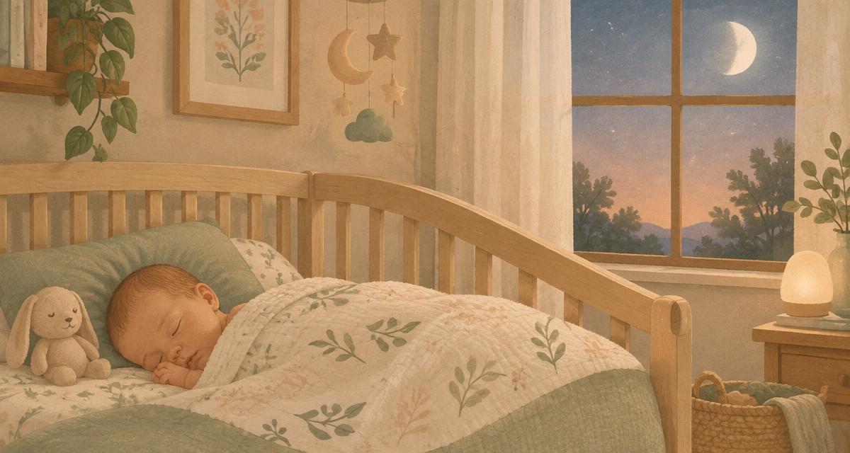 Un recién nacido durmiendo tranquilo en una cuna de madera al atardecer